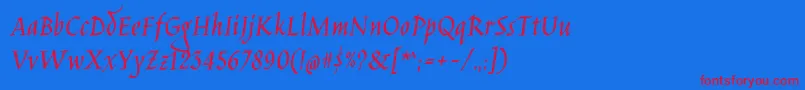 JimnightshadeRegular-fontti – punaiset fontit sinisellä taustalla