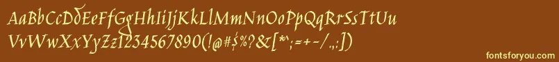 JimnightshadeRegular-fontti – keltaiset fontit ruskealla taustalla