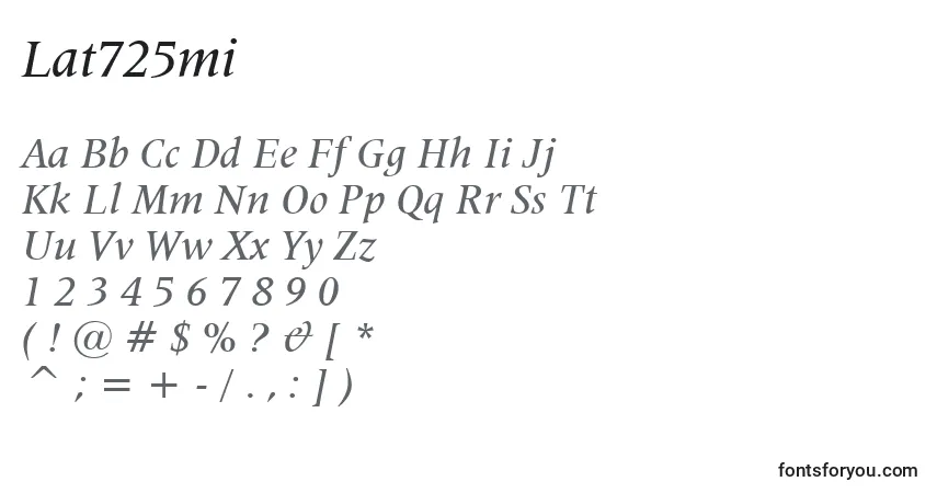 A fonte Lat725mi – alfabeto, números, caracteres especiais
