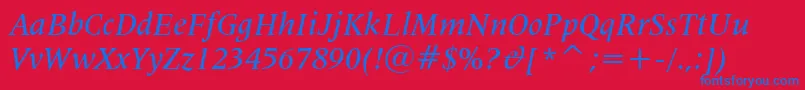 Lat725mi Font – Blue Fonts on Red Background