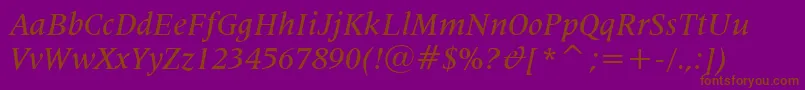 フォントLat725mi – 紫色の背景に茶色のフォント