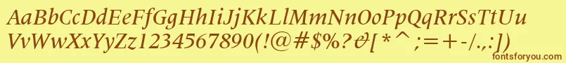 Lat725mi Font – Brown Fonts on Yellow Background