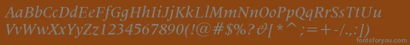フォントLat725mi – 茶色の背景に灰色の文字
