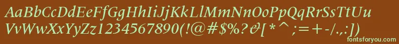 Lat725mi-fontti – vihreät fontit ruskealla taustalla