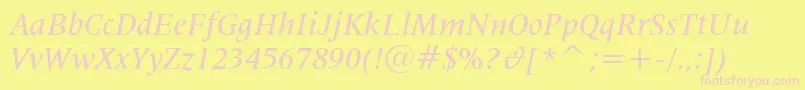 Lat725mi Font – Pink Fonts on Yellow Background