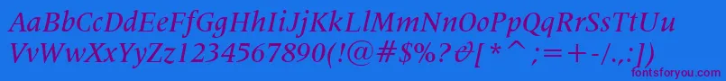 Lat725mi Font – Purple Fonts on Blue Background