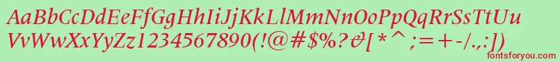 Lat725mi Font – Red Fonts on Green Background