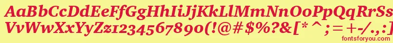 フォントCharterOsItcTtBlackitalic – 赤い文字の黄色い背景