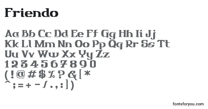 Fuente Friendo - alfabeto, números, caracteres especiales