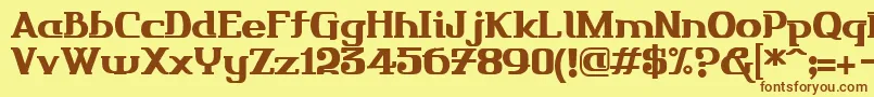 フォントFriendo – 茶色の文字が黄色の背景にあります。