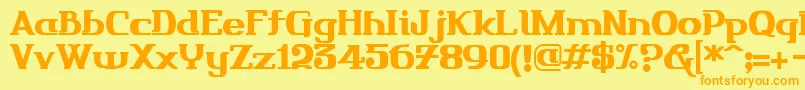 フォントFriendo – オレンジの文字が黄色の背景にあります。