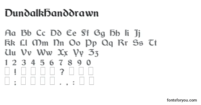 Czcionka DundalkHanddrawn – alfabet, cyfry, specjalne znaki