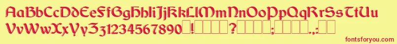 DundalkHanddrawn-fontti – punaiset fontit keltaisella taustalla