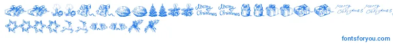 ChristmasNativityTfb-Schriftart – Blaue Schriften auf weißem Hintergrund