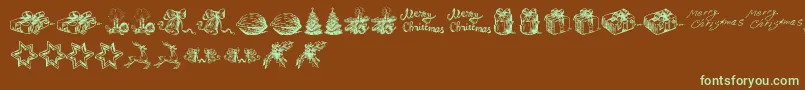 ChristmasNativityTfb Font – Green Fonts on Brown Background