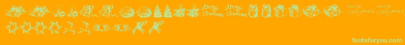 ChristmasNativityTfb-Schriftart – Grüne Schriften auf orangefarbenem Hintergrund