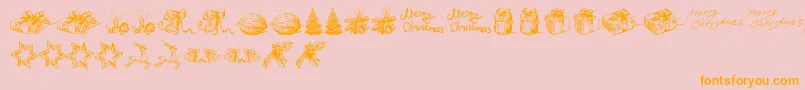 ChristmasNativityTfb-Schriftart – Orangefarbene Schriften auf rosa Hintergrund