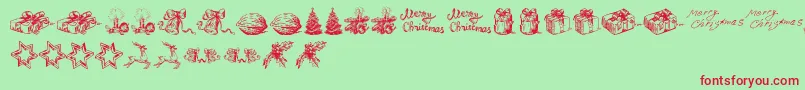 ChristmasNativityTfb-Schriftart – Rote Schriften auf grünem Hintergrund