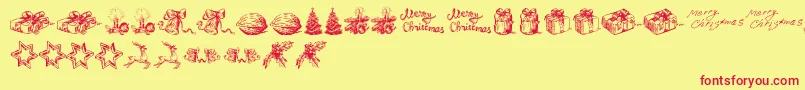 ChristmasNativityTfb-Schriftart – Rote Schriften auf gelbem Hintergrund