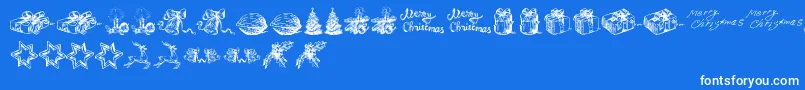 ChristmasNativityTfb-Schriftart – Weiße Schriften auf blauem Hintergrund