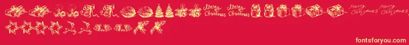 ChristmasNativityTfb-Schriftart – Gelbe Schriften auf rotem Hintergrund