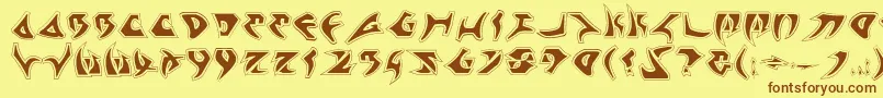 KahlessPro-Schriftart – Braune Schriften auf gelbem Hintergrund