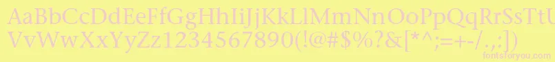 StoneserifstdMedium-fontti – vaaleanpunaiset fontit keltaisella taustalla
