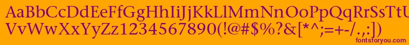 StoneserifstdMedium-Schriftart – Violette Schriften auf orangefarbenem Hintergrund