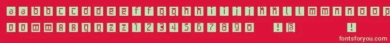 Fonte Archetypobricksinvers – fontes verdes em um fundo vermelho
