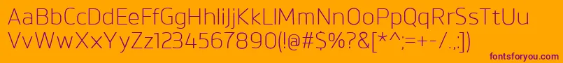 フォントBrokmanLight – オレンジの背景に紫のフォント