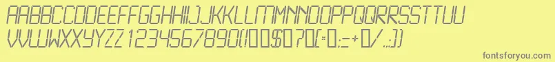 LcdL-fontti – harmaat kirjasimet keltaisella taustalla