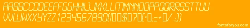 LcdL-Schriftart – Gelbe Schriften auf orangefarbenem Hintergrund