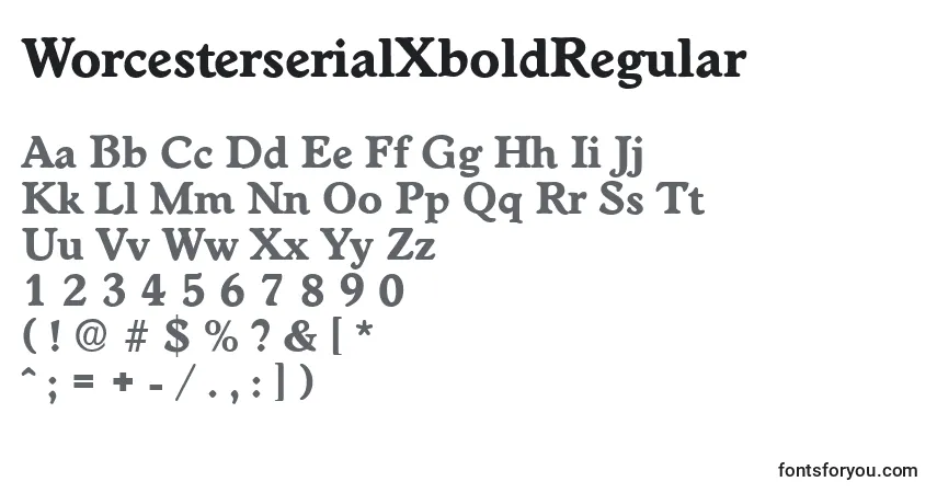 A fonte WorcesterserialXboldRegular – alfabeto, números, caracteres especiais