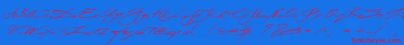 Miodrag Font – Red Fonts on Blue Background