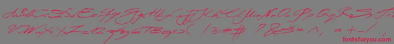 Шрифт Miodrag – красные шрифты на сером фоне