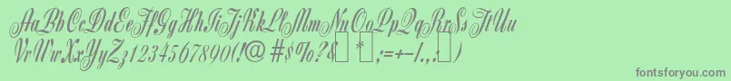 フォントZ650ScriptRegular – 緑の背景に灰色の文字