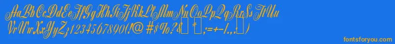 フォントZ650ScriptRegular – オレンジ色の文字が青い背景にあります。