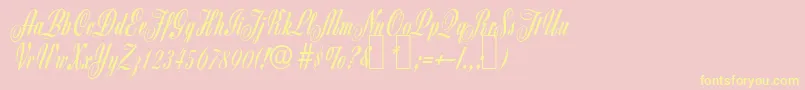 Z650ScriptRegular-Schriftart – Gelbe Schriften auf rosa Hintergrund