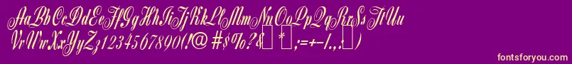 Fonte Z650ScriptRegular – fontes amarelas em um fundo roxo
