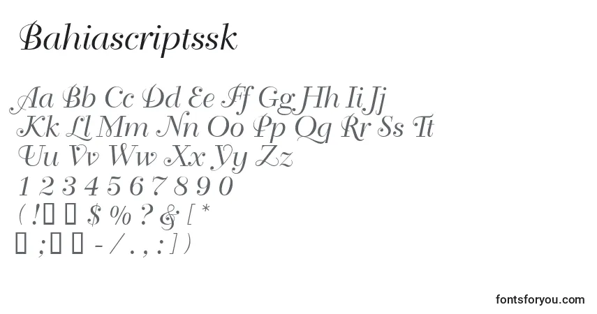 A fonte Bahiascriptssk – alfabeto, números, caracteres especiais