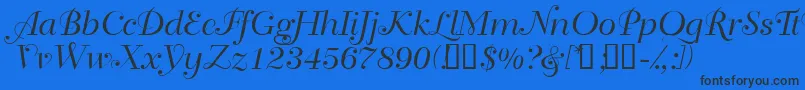 Bahiascriptssk-fontti – mustat fontit sinisellä taustalla
