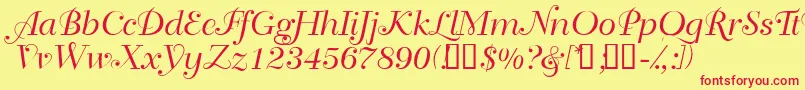 Bahiascriptssk Font – Red Fonts on Yellow Background