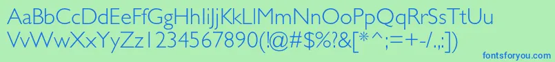 GillsansstdLight Font – Blue Fonts on Green Background