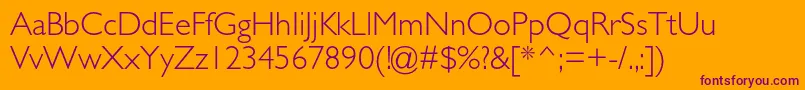 GillsansstdLight Font – Purple Fonts on Orange Background