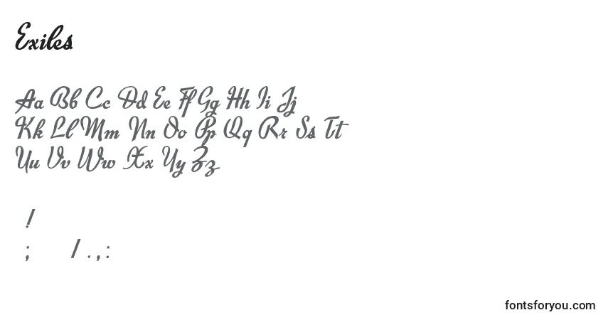 Czcionka Exiles (54187) – alfabet, cyfry, specjalne znaki