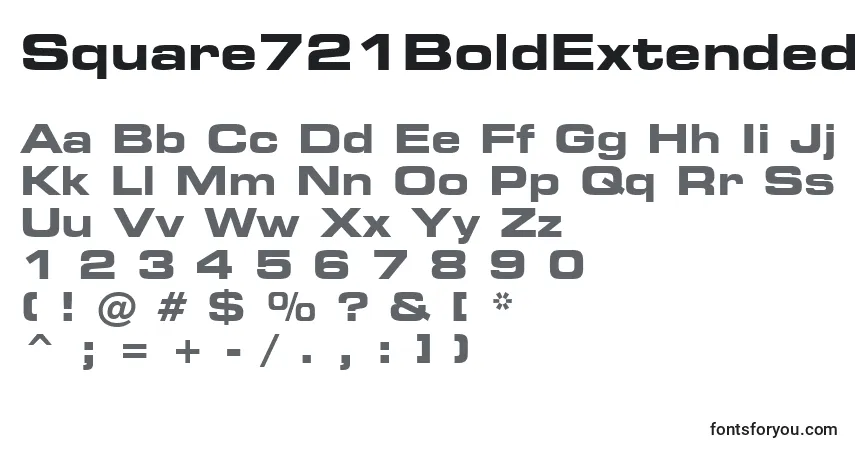 A fonte Square721BoldExtendedBt – alfabeto, números, caracteres especiais