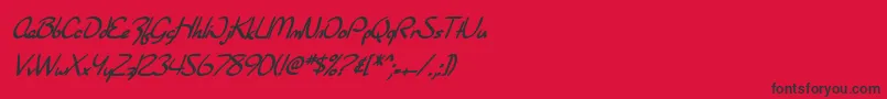 Fonte SfBurlingtonScriptBoldItalic – fontes pretas em um fundo vermelho