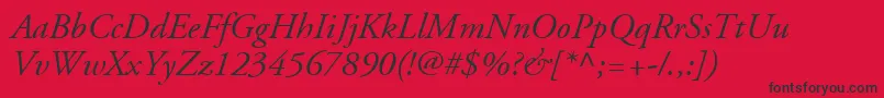 AdobeGaramondLtItalic Font – Black Fonts on Red Background