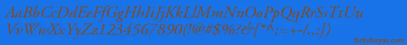 AdobeGaramondLtItalic Font – Brown Fonts on Blue Background