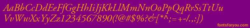 AdobeGaramondLtItalic Font – Orange Fonts on Purple Background